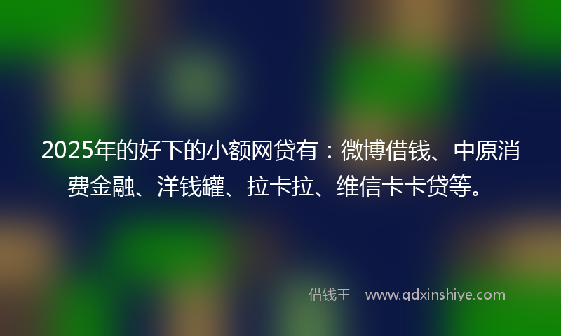 2025年的好下的小额网贷有：微博借钱、中原消费金融、洋钱罐、拉卡拉、维信卡卡贷等。