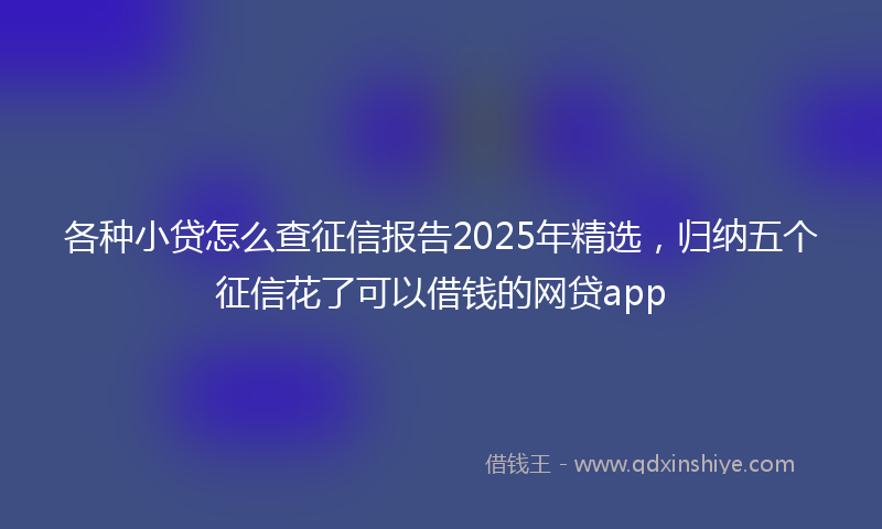 各种小贷怎么查征信报告2025年精选，归纳五个征信花了可以借钱的网贷app