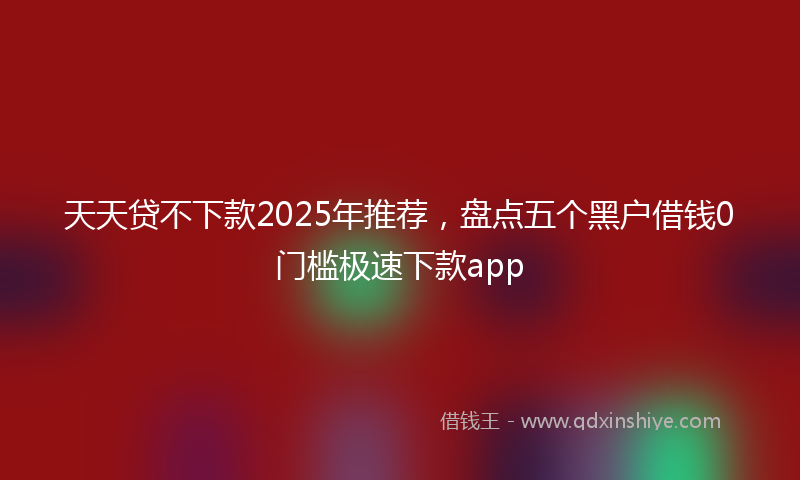 天天贷不下款2025年推荐，盘点五个黑户借钱0门槛极速下款app