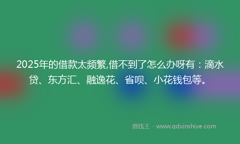 2025年的借款太频繁,借不到了怎么办呀有：滴水贷、东方汇、融逸花、省呗、小花钱包等。