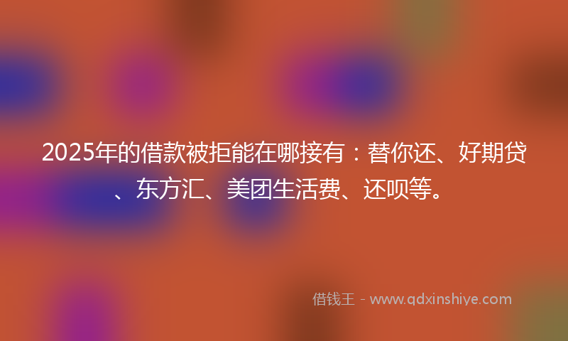 2025年的借款被拒能在哪接有：替你还、好期贷、东方汇、美团生活费、还呗等。