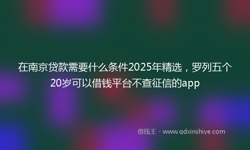 在南京贷款需要什么条件2025年精选，罗列五个20岁可以借钱平台不查征信的app