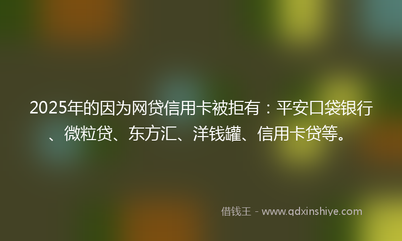 2025年的因为网贷信用卡被拒有：平安口袋银行、微粒贷、东方汇、洋钱罐、信用卡贷等。