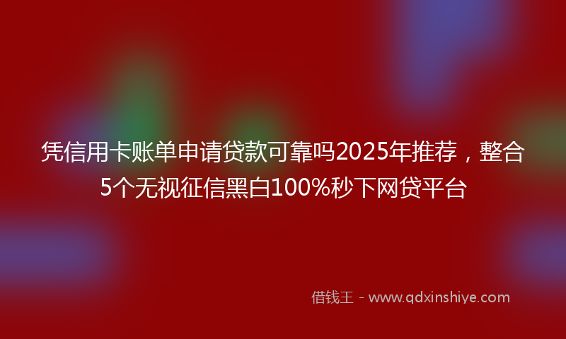 凭信用卡账单申请贷款可靠吗2025年推荐，整合5个无视征信黑白100%秒下网贷平台