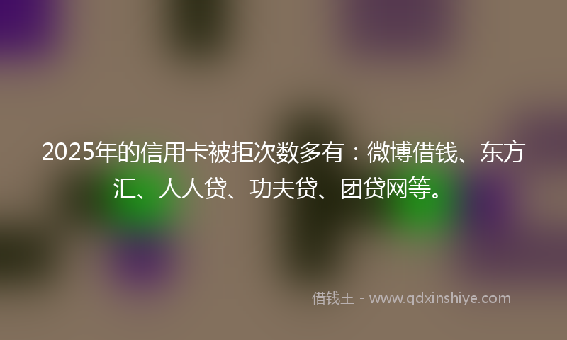 2025年的信用卡被拒次数多有：微博借钱、东方汇、人人贷、功夫贷、团贷网等。