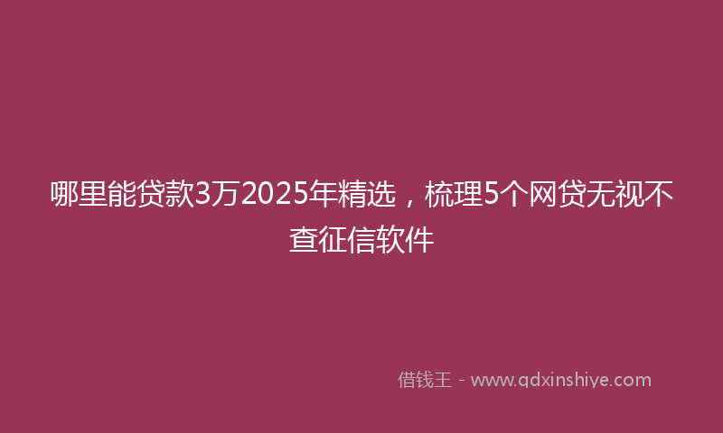 哪里能贷款3万2025年精选，梳理5个网贷无视不查征信软件