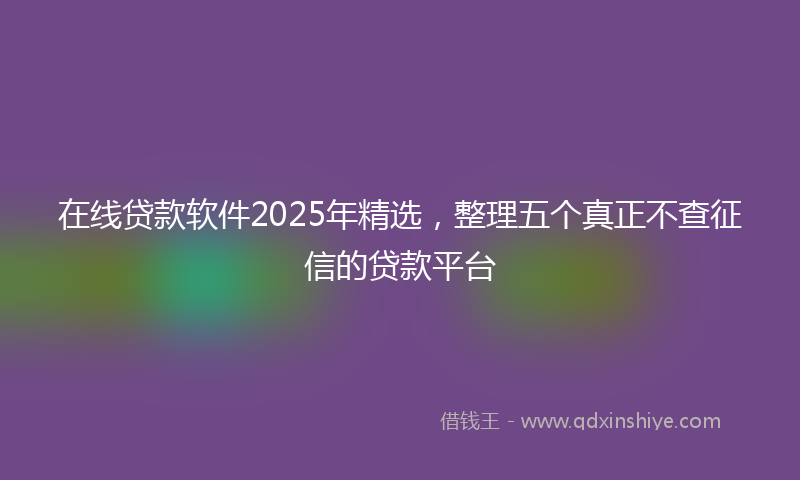在线贷款软件2025年精选，整理五个真正不查征信的贷款平台
