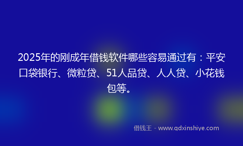 2025年的刚成年借钱软件哪些容易通过有：平安口袋银行、微粒贷、51人品贷、人人贷、小花钱包等。