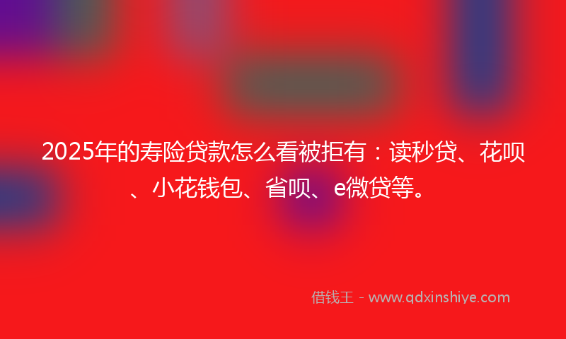 2025年的寿险贷款怎么看被拒有：读秒贷、花呗、小花钱包、省呗、e微贷等。