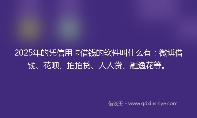 2025年的凭信用卡借钱的软件叫什么有：微博借钱、花呗、拍拍贷、人人贷、融逸花等。