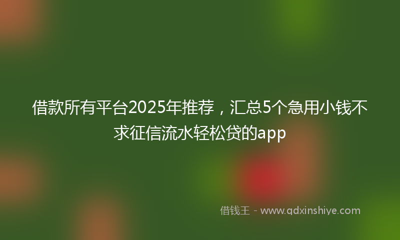 借款所有平台2025年推荐，汇总5个急用小钱不求征信流水轻松贷的app