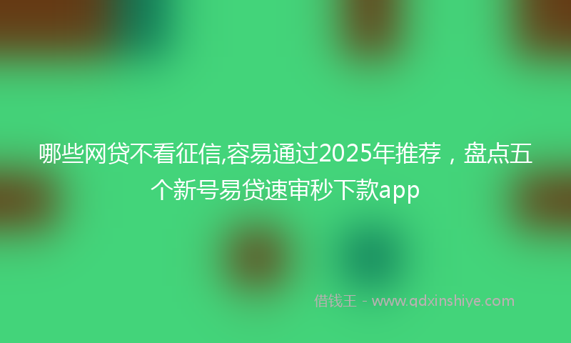 哪些网贷不看征信,容易通过2025年推荐，盘点五个新号易贷速审秒下款app
