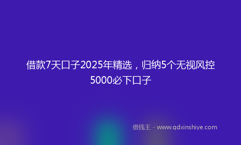 借款7天口子2025年精选，归纳5个无视风控5000必下口子