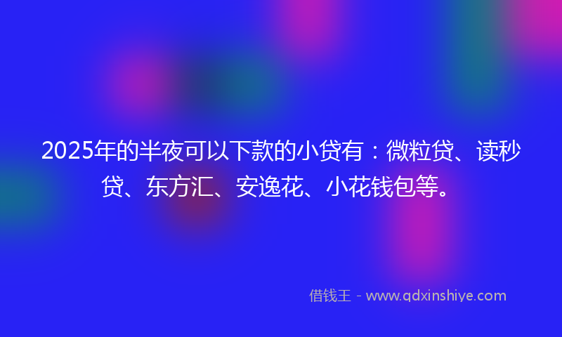 2025年的半夜可以下款的小贷有：微粒贷、读秒贷、东方汇、安逸花、小花钱包等。