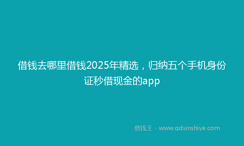 借钱去哪里借钱2025年精选，归纳五个手机身份证秒借现金的app