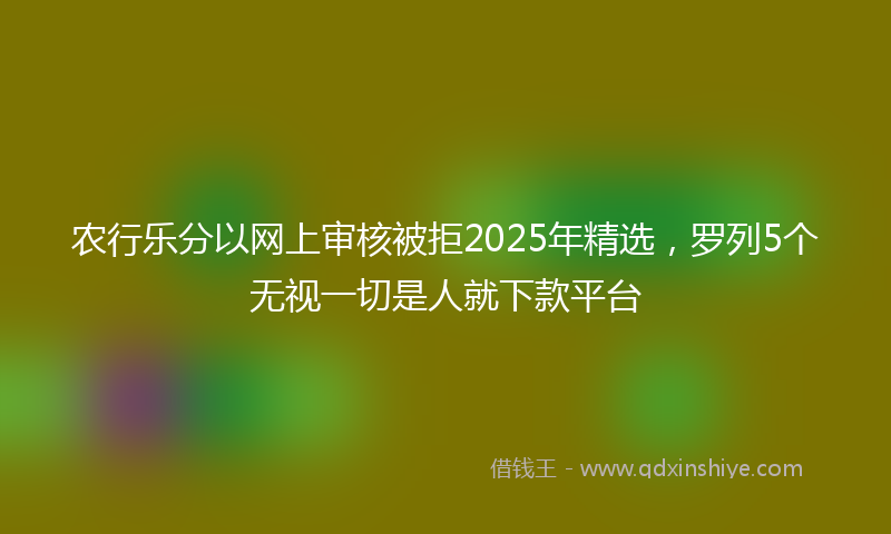 农行乐分以网上审核被拒2025年精选，罗列5个无视一切是人就下款平台