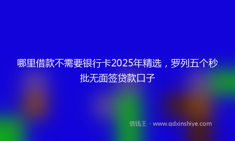 哪里借款不需要银行卡2025年精选，罗列五个秒批无面签贷款口子