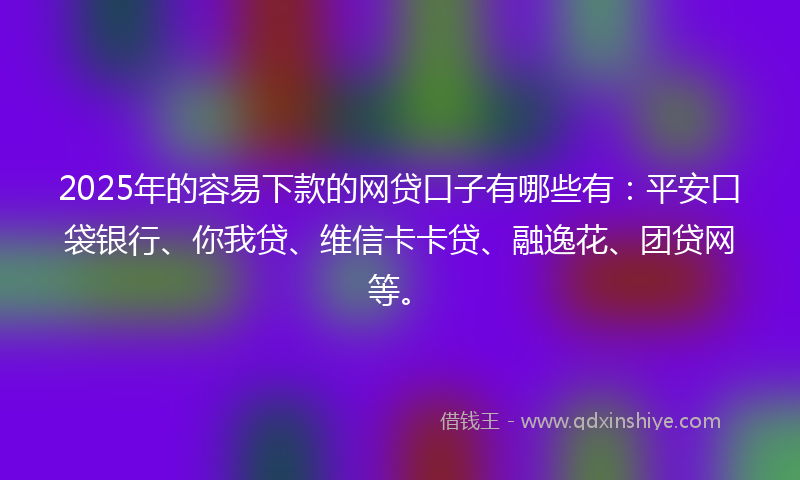 2025年的容易下款的网贷口子有哪些有：平安口袋银行、你我贷、维信卡卡贷、融逸花、团贷网等。