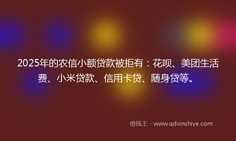 2025年的农信小额贷款被拒有：花呗、美团生活费、小米贷款、信用卡贷、随身贷等。