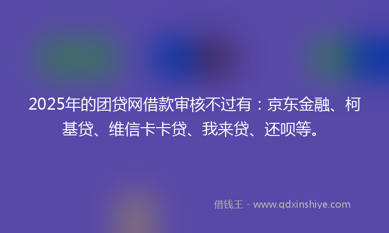 2025年的团贷网借款审核不过有：京东金融、柯基贷、维信卡卡贷、我来贷、还呗等。
