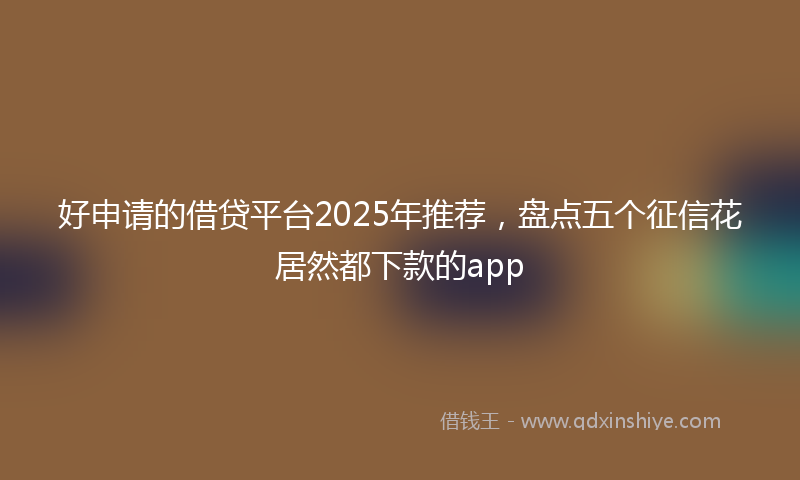 好申请的借贷平台2025年推荐，盘点五个征信花居然都下款的app
