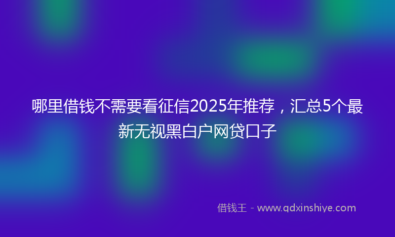 哪里借钱不需要看征信2025年推荐，汇总5个最新无视黑白户网贷口子