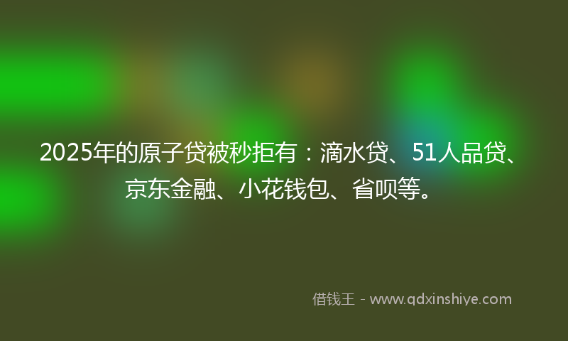 2025年的原子贷被秒拒有：滴水贷、51人品贷、京东金融、小花钱包、省呗等。