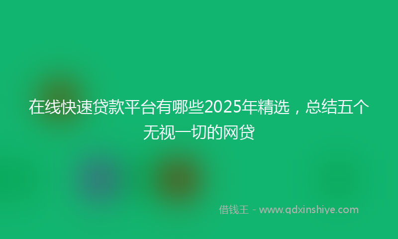 在线快速贷款平台有哪些2025年精选，总结五个无视一切的网贷