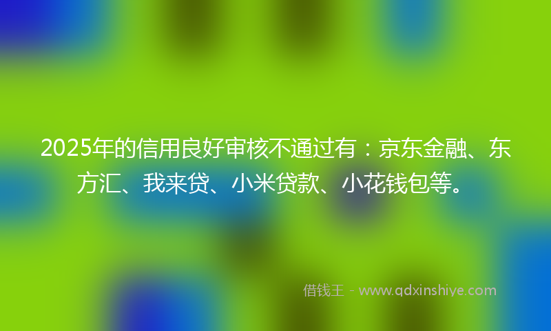 2025年的信用良好审核不通过有：京东金融、东方汇、我来贷、小米贷款、小花钱包等。