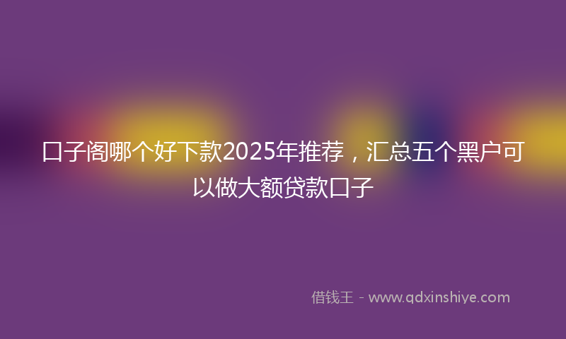 口子阁哪个好下款2025年推荐，汇总五个黑户可以做大额贷款口子