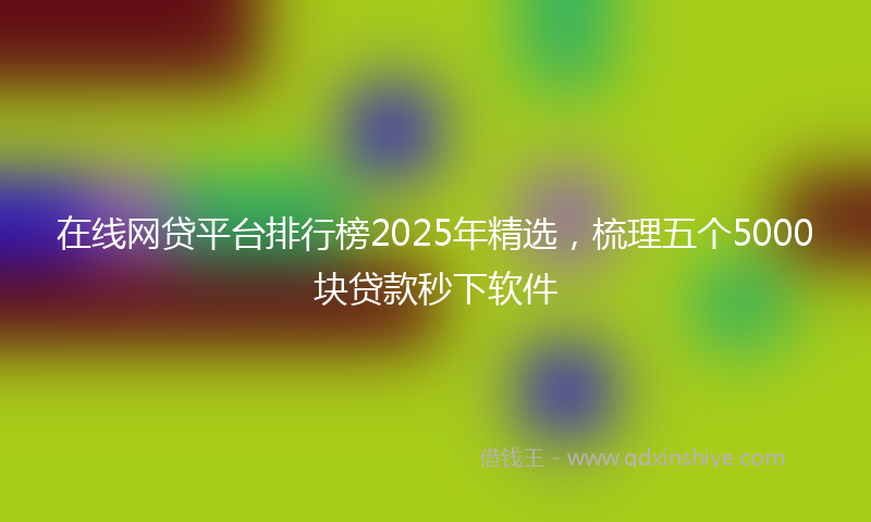 在线网贷平台排行榜2025年精选，梳理五个5000块贷款秒下软件