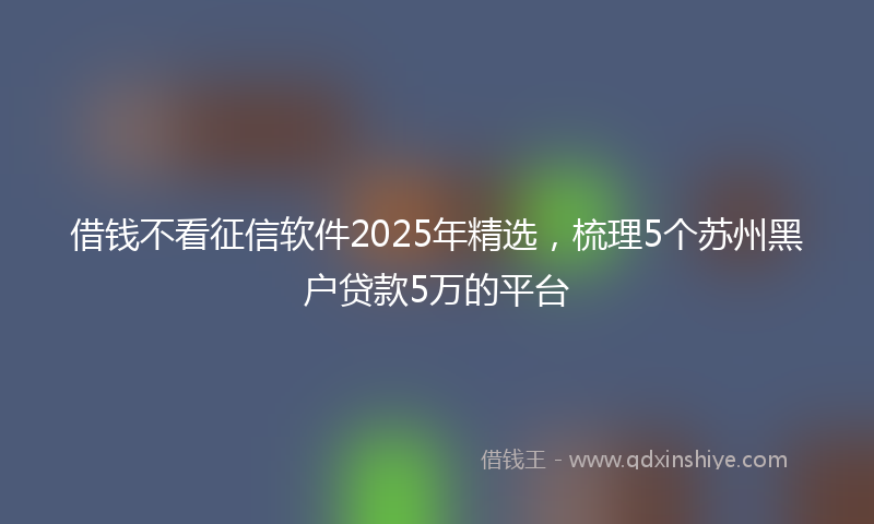借钱不看征信软件2025年精选，梳理5个苏州黑户贷款5万的平台