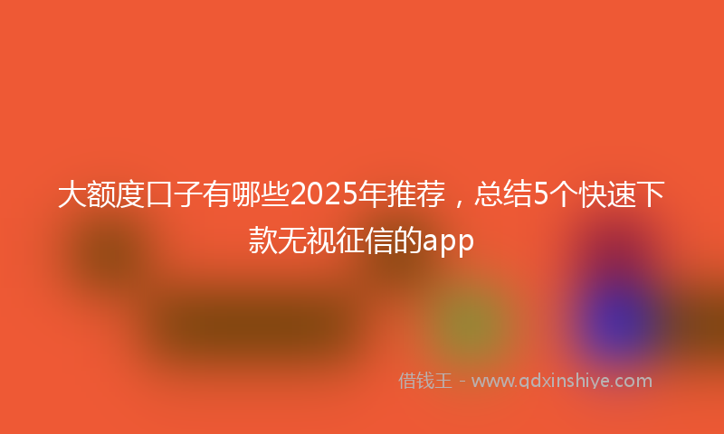 大额度口子有哪些2025年推荐，总结5个快速下款无视征信的app