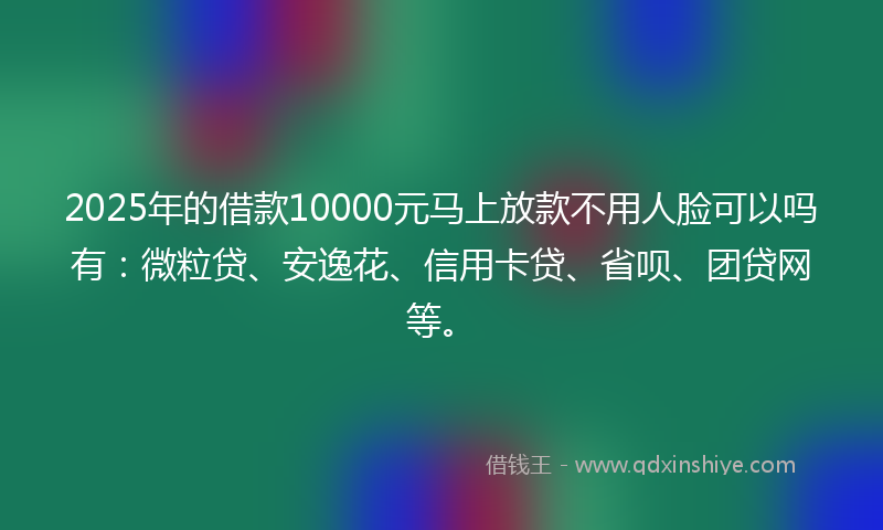 2025年的借款10000元马上放款不用人脸可以吗有：微粒贷、安逸花、信用卡贷、省呗、团贷网等。