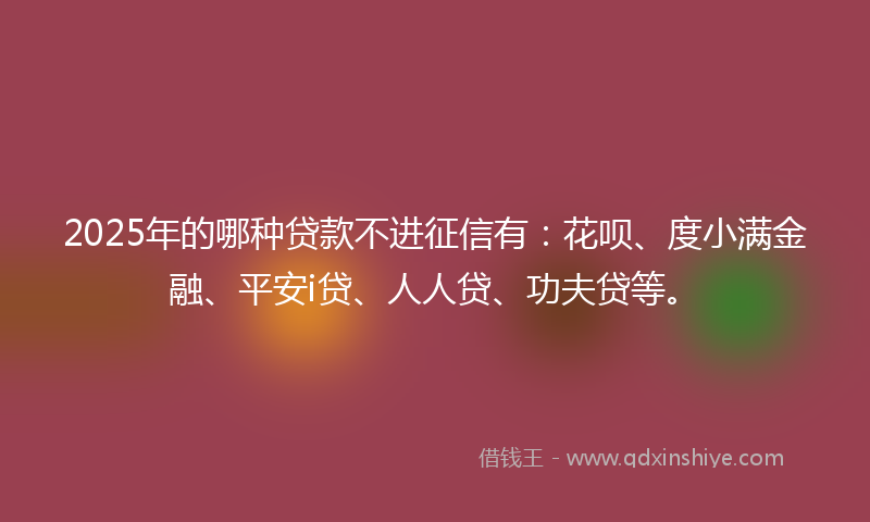 2025年的哪种贷款不进征信有：花呗、度小满金融、平安i贷、人人贷、功夫贷等。