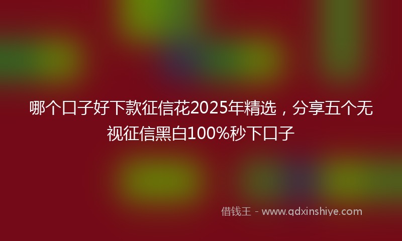 哪个口子好下款征信花2025年精选，分享五个无视征信黑白100%秒下口子