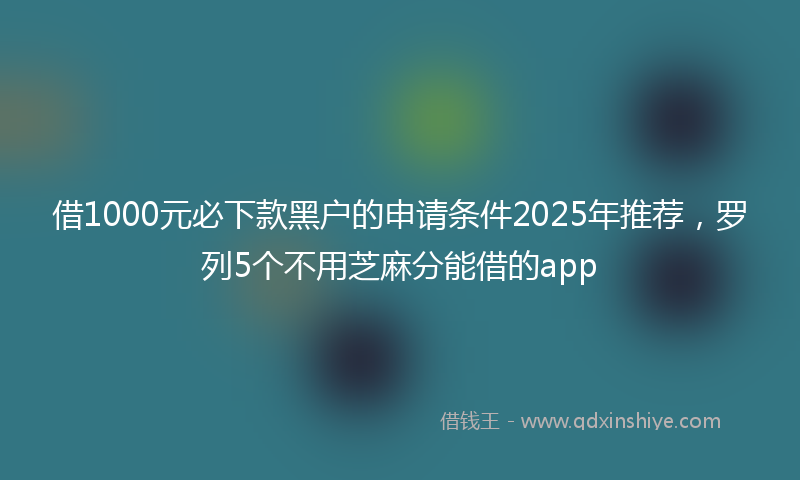 借1000元必下款黑户的申请条件2025年推荐，罗列5个不用芝麻分能借的app