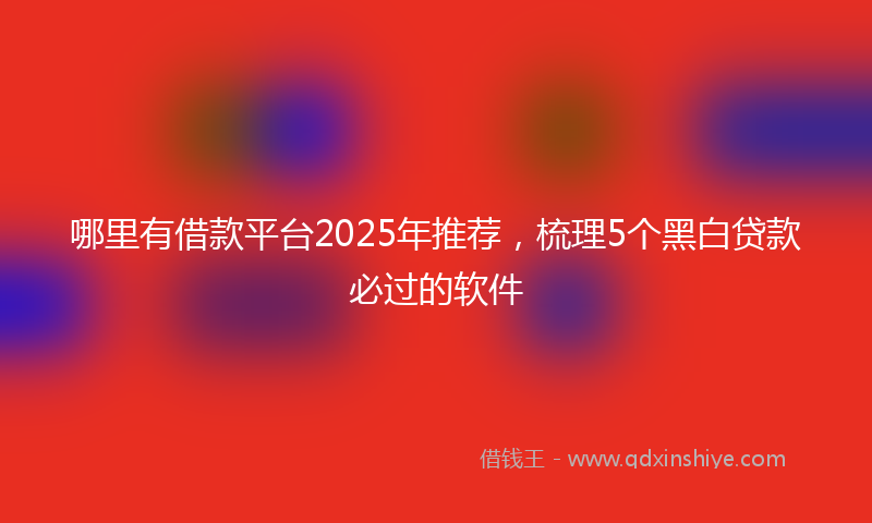 哪里有借款平台2025年推荐，梳理5个黑白贷款必过的软件