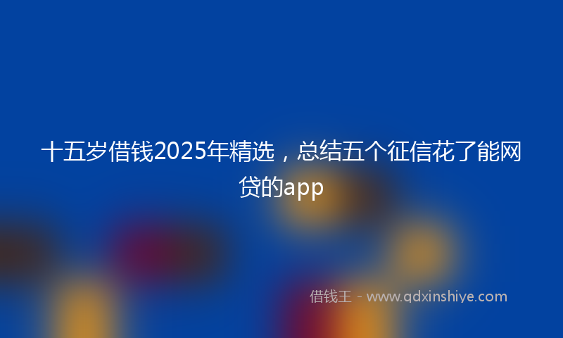 十五岁借钱2025年精选，总结五个征信花了能网贷的app