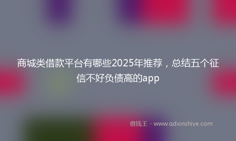 商城类借款平台有哪些2025年推荐，总结五个征信不好负债高的app