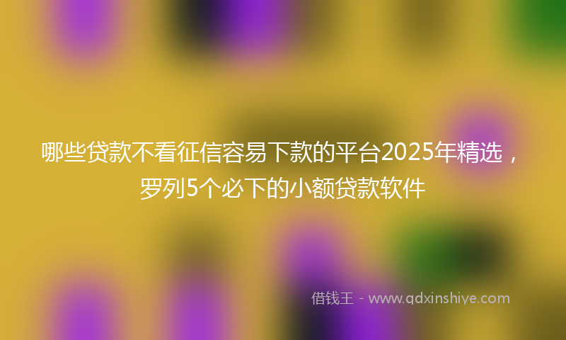 哪些贷款不看征信容易下款的平台2025年精选，罗列5个必下的小额贷款软件