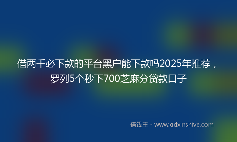 借两千必下款的平台黑户能下款吗2025年推荐，罗列5个秒下700芝麻分贷款口子