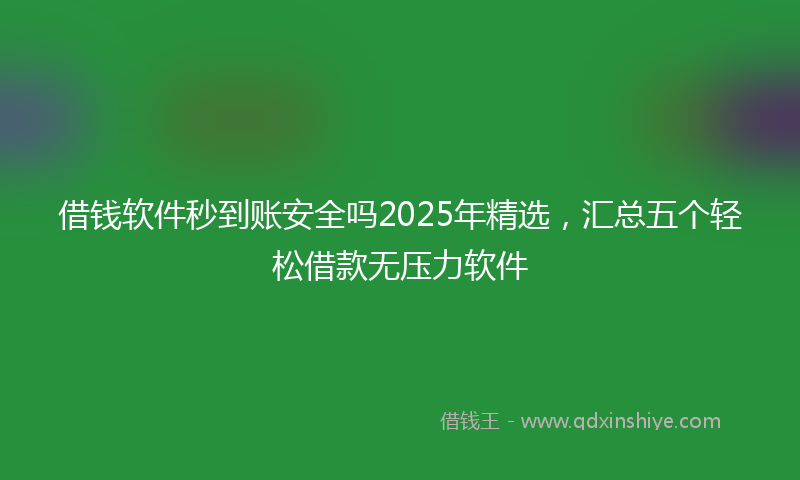 借钱软件秒到账安全吗2025年精选，汇总五个轻松借款无压力软件