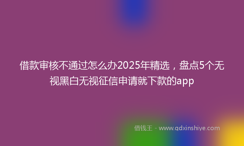 借款审核不通过怎么办2025年精选，盘点5个无视黑白无视征信申请就下款的app