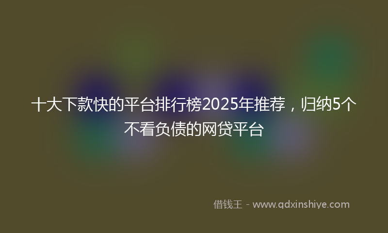 十大下款快的平台排行榜2025年推荐，归纳5个不看负债的网贷平台