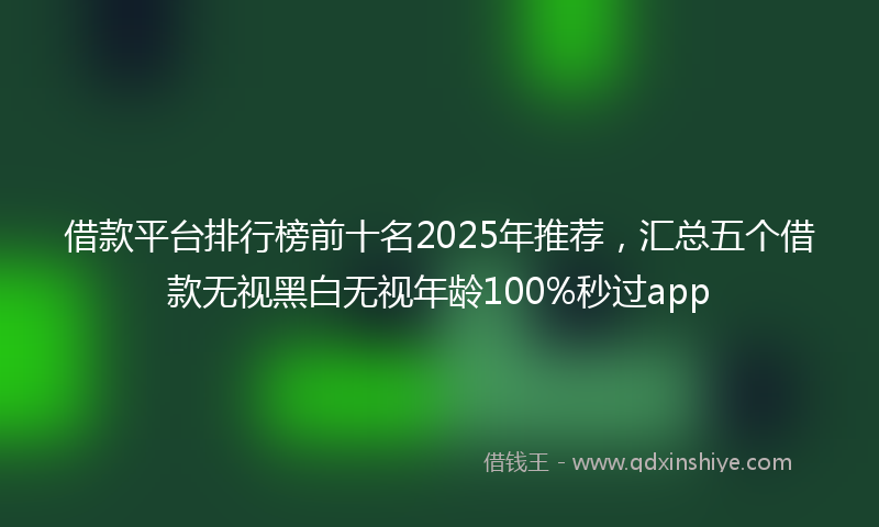借款平台排行榜前十名2025年推荐，汇总五个借款无视黑白无视年龄100%秒过app