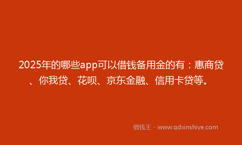 2025年的哪些app可以借钱备用金的有：惠商贷、你我贷、花呗、京东金融、信用卡贷等。
