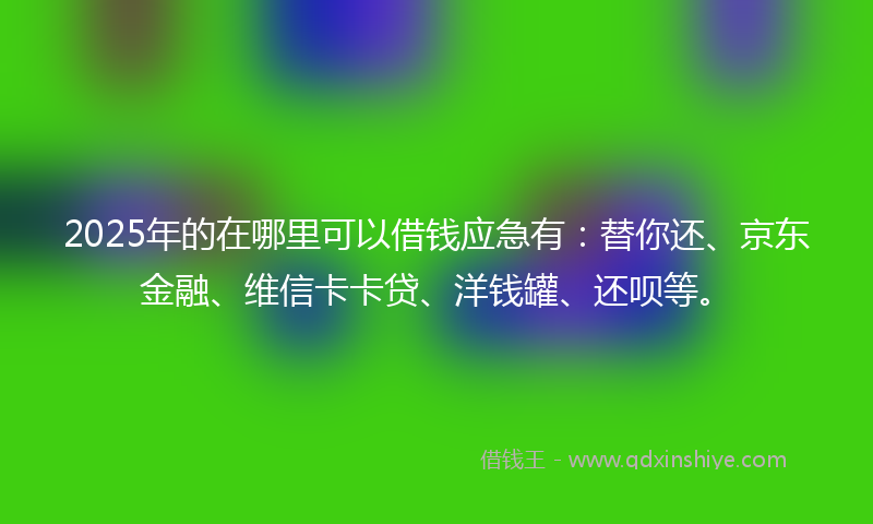 2025年的在哪里可以借钱应急有：替你还、京东金融、维信卡卡贷、洋钱罐、还呗等。