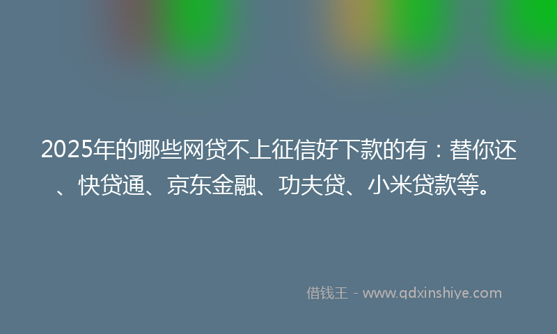 2025年的哪些网贷不上征信好下款的有：替你还、快贷通、京东金融、功夫贷、小米贷款等。