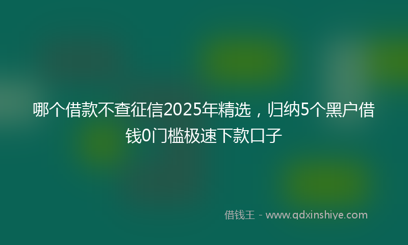 哪个借款不查征信2025年精选，归纳5个黑户借钱0门槛极速下款口子